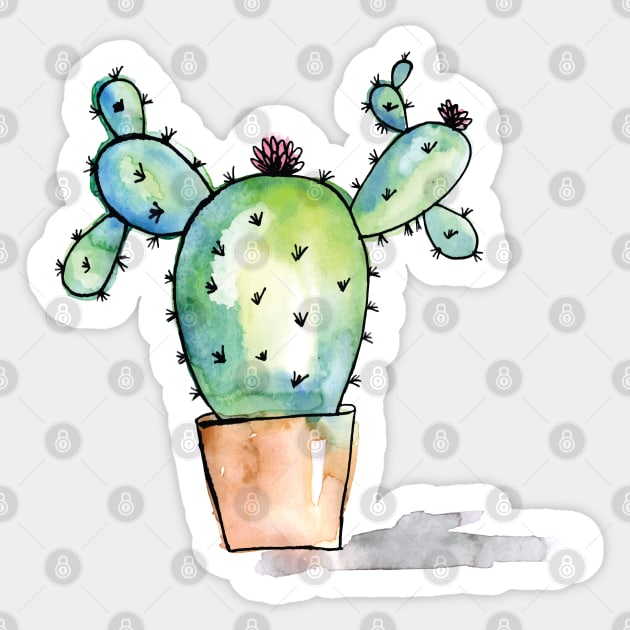 Watercolor Cactus Sticker by Harpleydesign